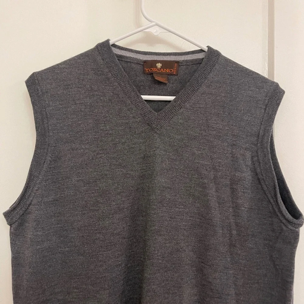 Toscano Gray Merino Wool Mens Vest Preppy Old Money Classic Fall